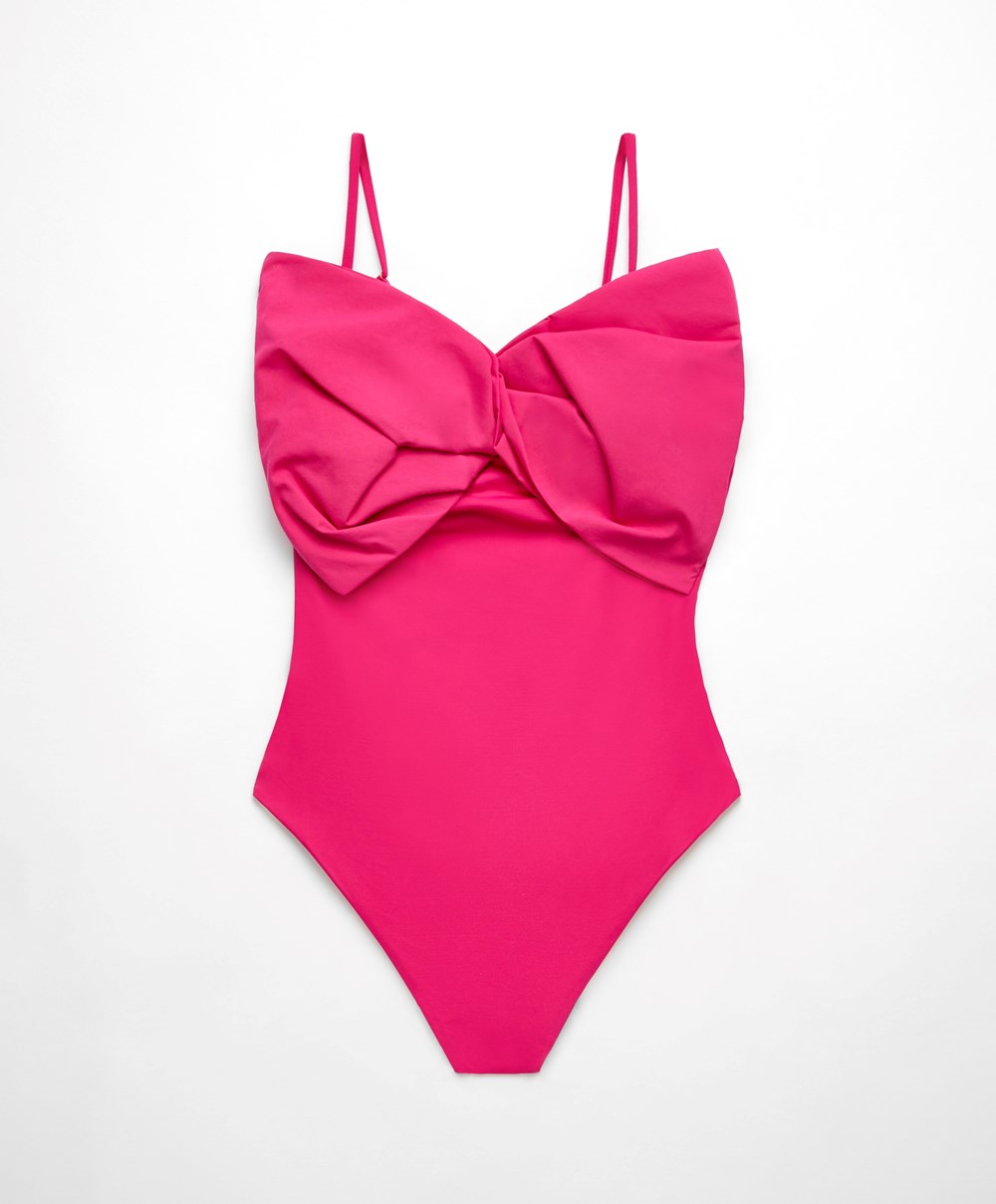 Oysho Bow Swimsuit Fuchsia | WOSC34708