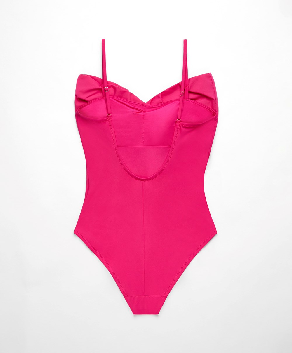 Oysho Bow Swimsuit Fuchsia | WOSC34708