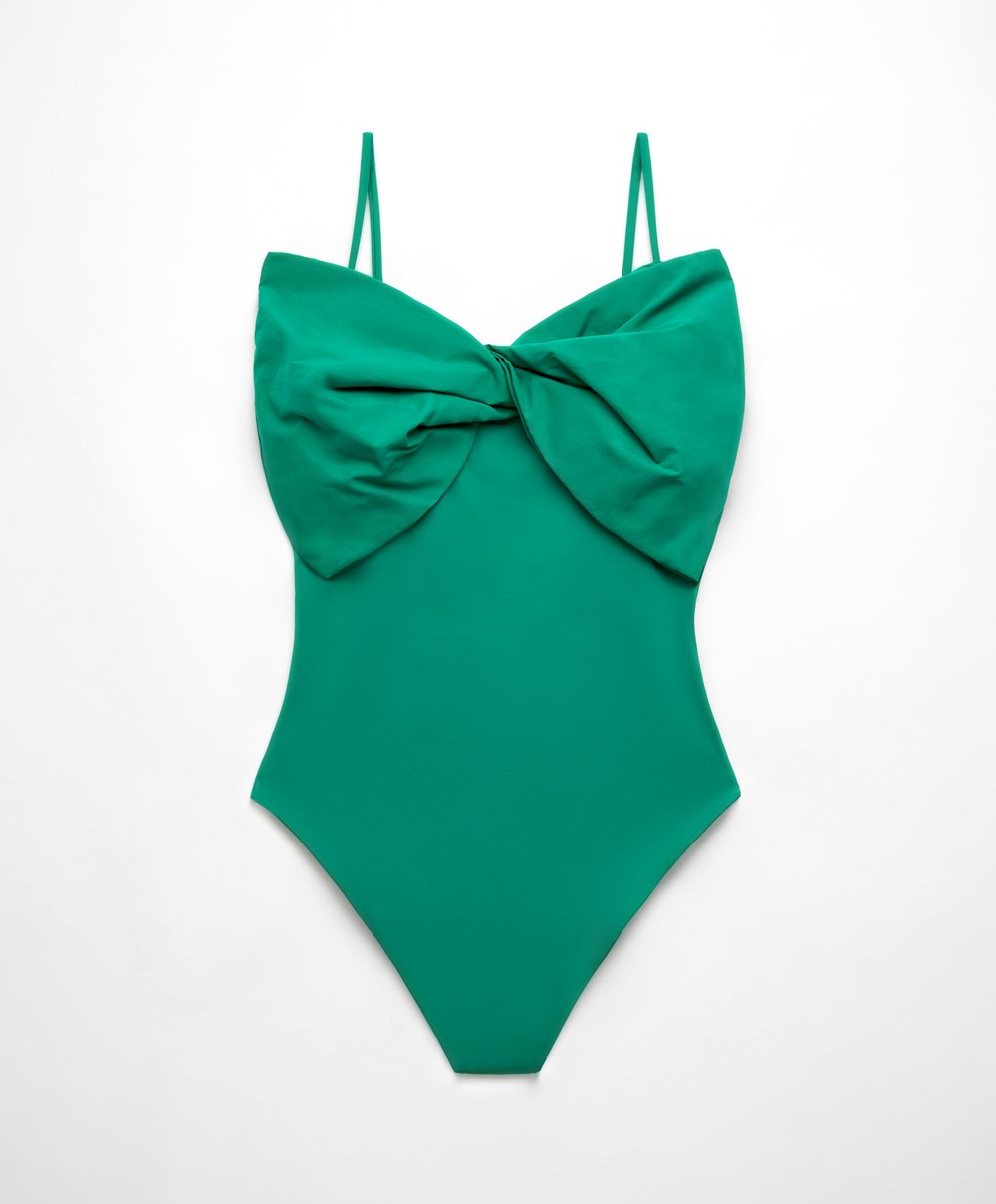 Oysho Bow Swimsuit Grønn | RMYT47619