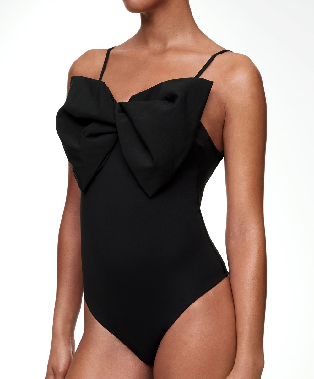 Oysho Bow Swimsuit Svarte | PJSN82409