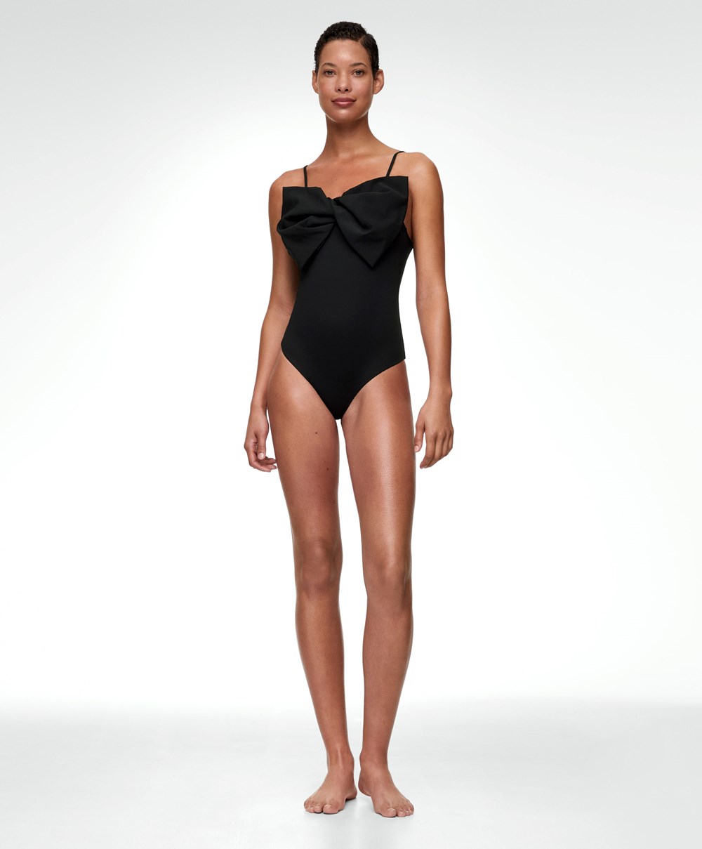 Oysho Bow Swimsuit Svarte | PJSN82409