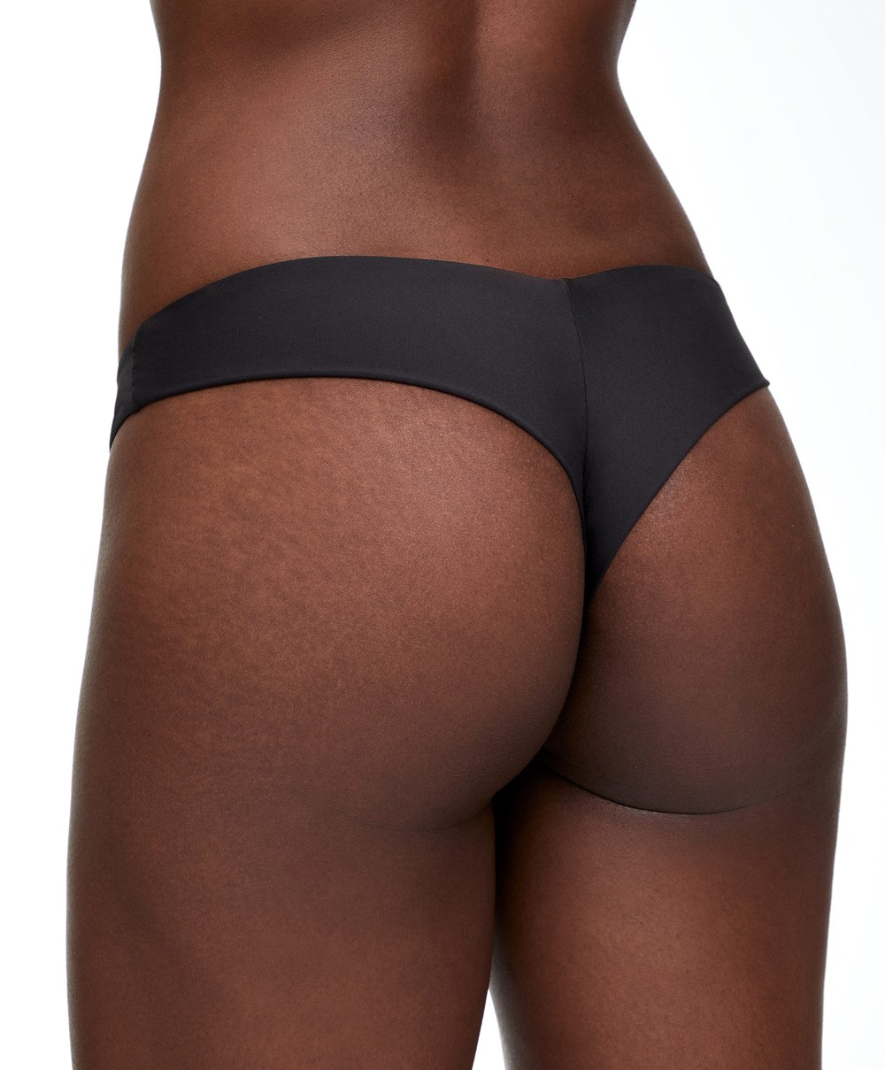 Oysho Brazilian Bikini Briefs Svarte | PZBH08649