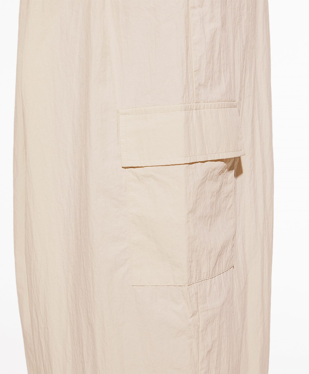 Oysho Brede-leg Cargo Trousers Ecru | UOPN60192