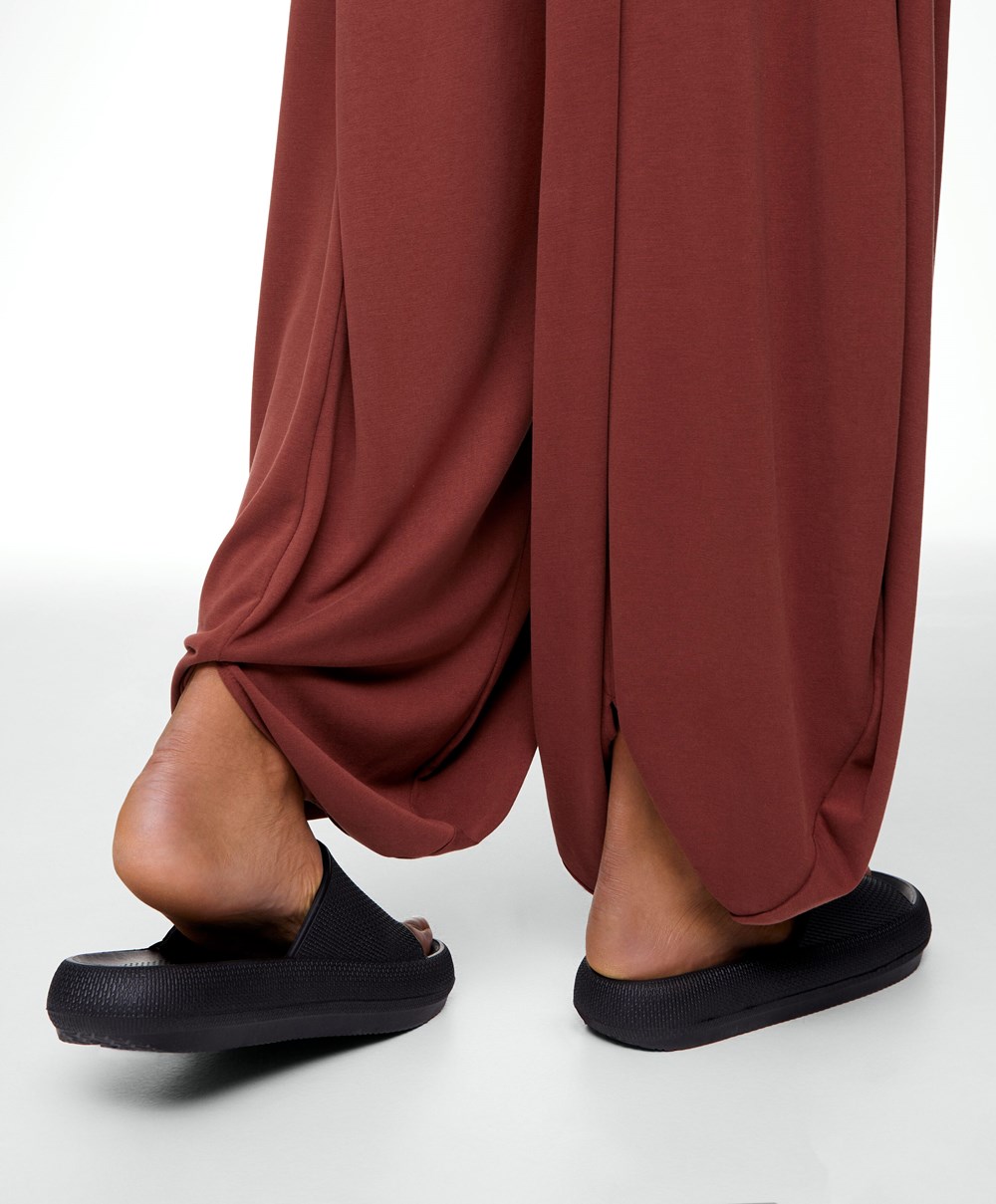 Oysho Brede-leg Draped Modal Trousers Brune | CGDM57439