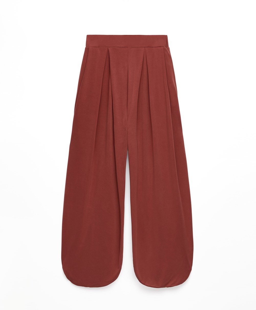 Oysho Brede-leg Draped Modal Trousers Brune | CGDM57439