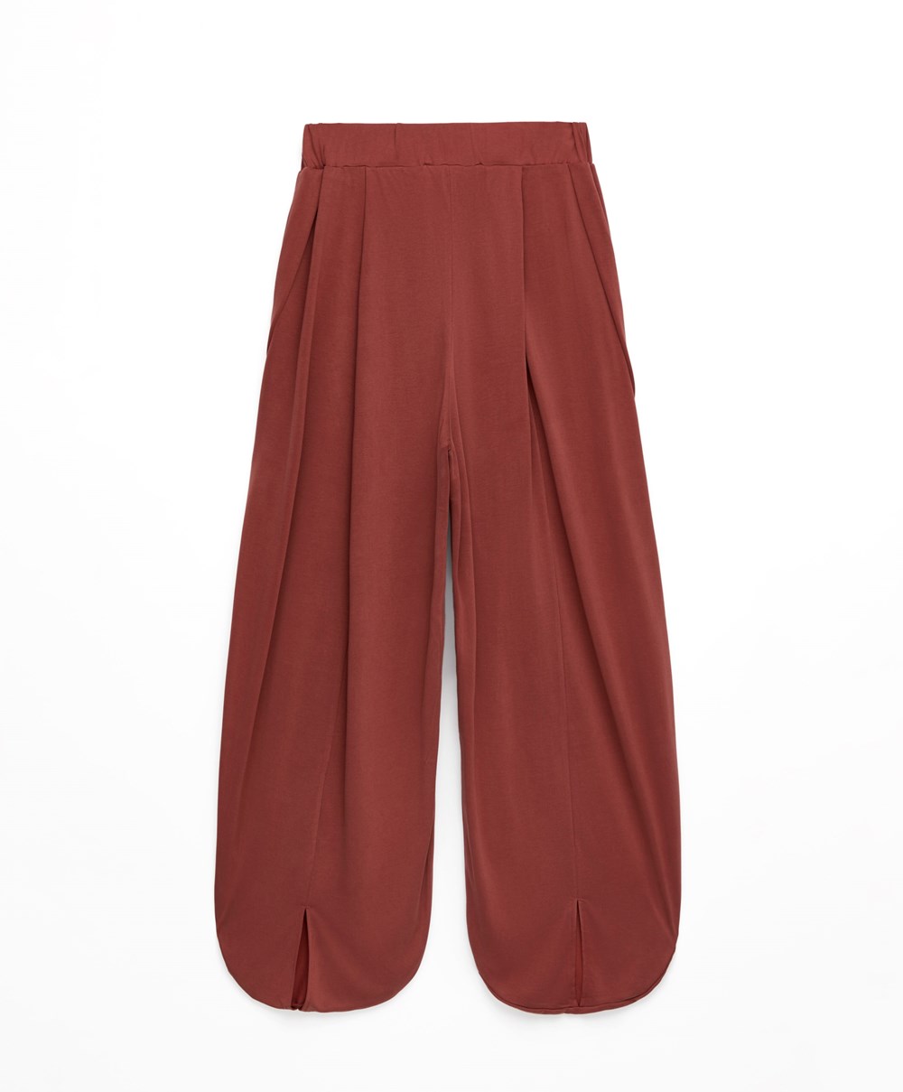 Oysho Brede-leg Draped Modal Trousers Brune | CGDM57439