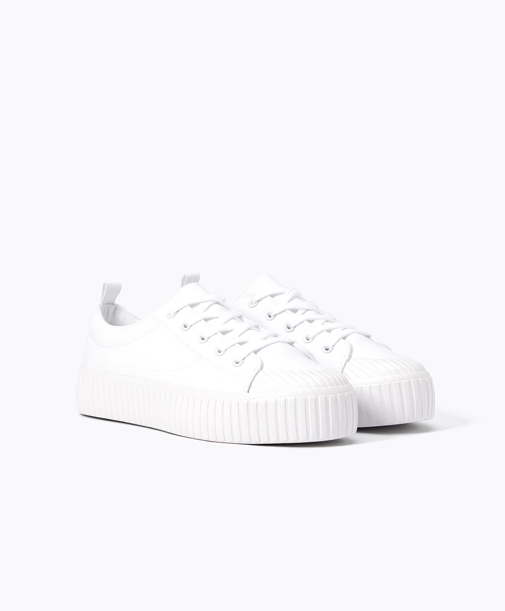 Oysho Canvas Sneakers Hvite | NCMY28673