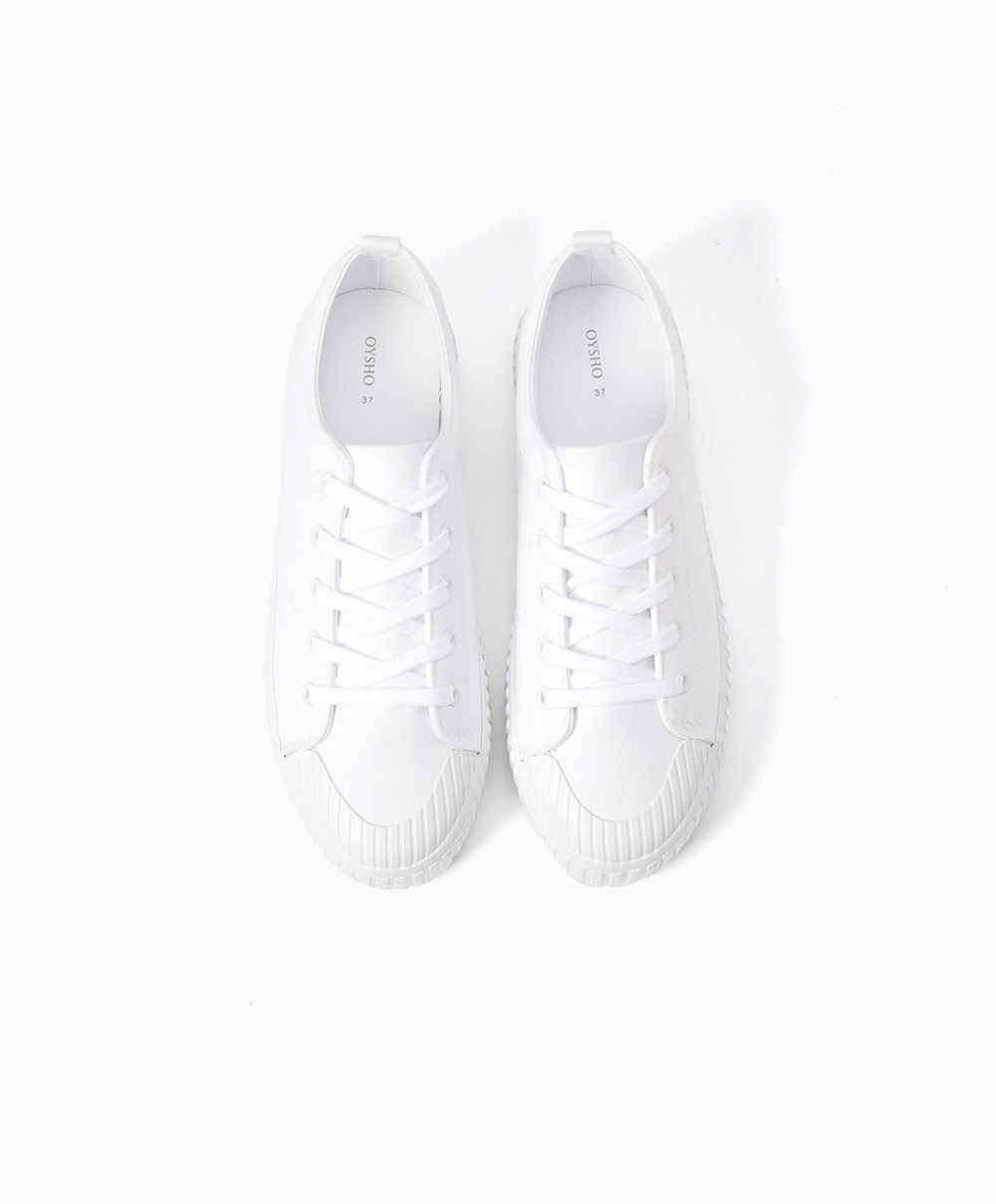 Oysho Canvas Sneakers Hvite | NCMY28673