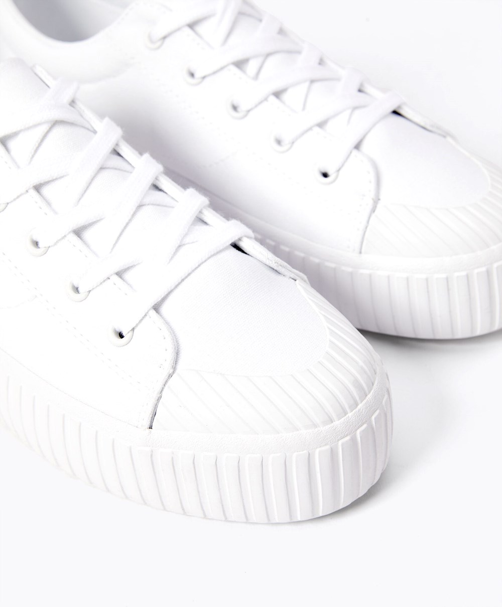 Oysho Canvas Sneakers Hvite | NCMY28673