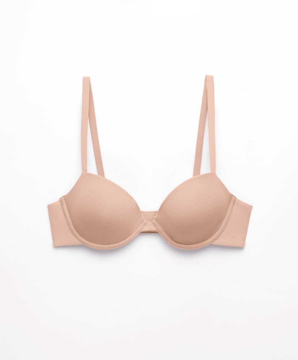 Oysho Classic Bomull Underwired Bra Beige | NSWO98401