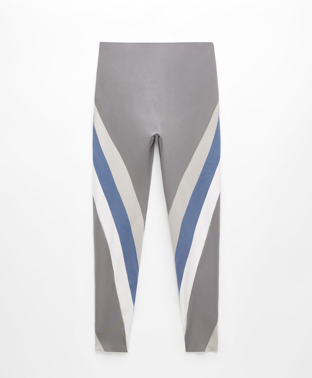 Oysho Colour Block Compressive 65cm Ankle-length Leggings Sølv | PVWK46785