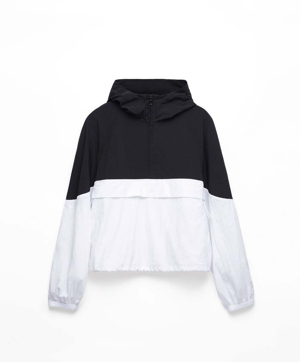 Oysho Colour Block Vann-repellent Kangaroo Jacket Svarte | SQFM06248