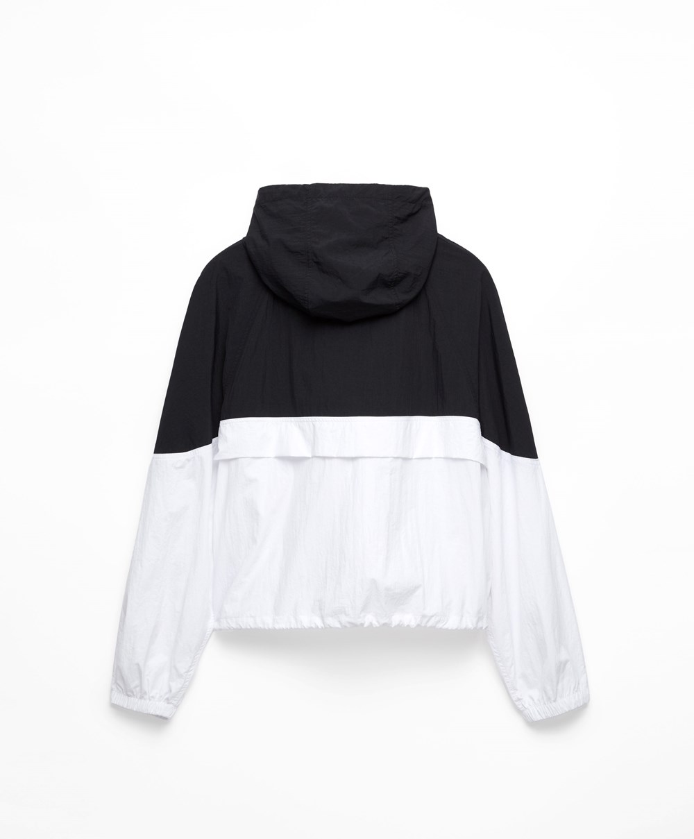 Oysho Colour Block Vann-repellent Kangaroo Jacket Svarte | SQFM06248