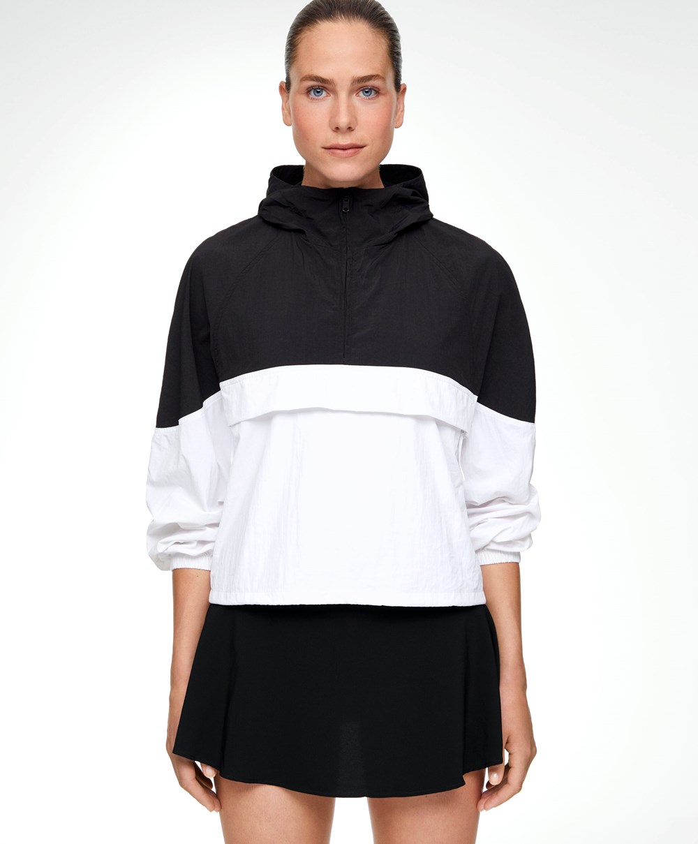 Oysho Colour Block Vann-repellent Kangaroo Jacket Svarte | SQFM06248