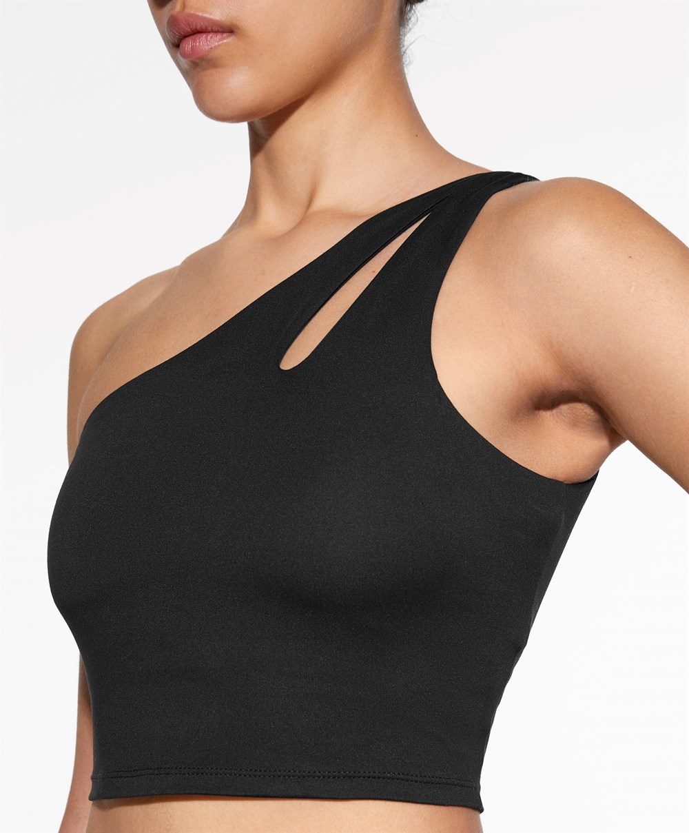 Oysho Comfortlux Asymmetric Top With Cups Svarte | FKST10943