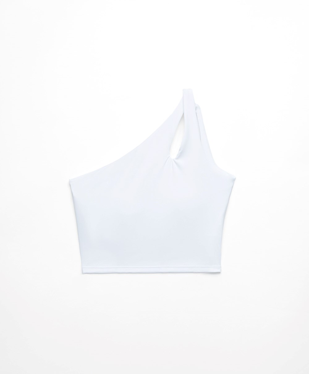 Oysho Comfortlux Asymmetric Top With Cups Hvite | ZJSN17428