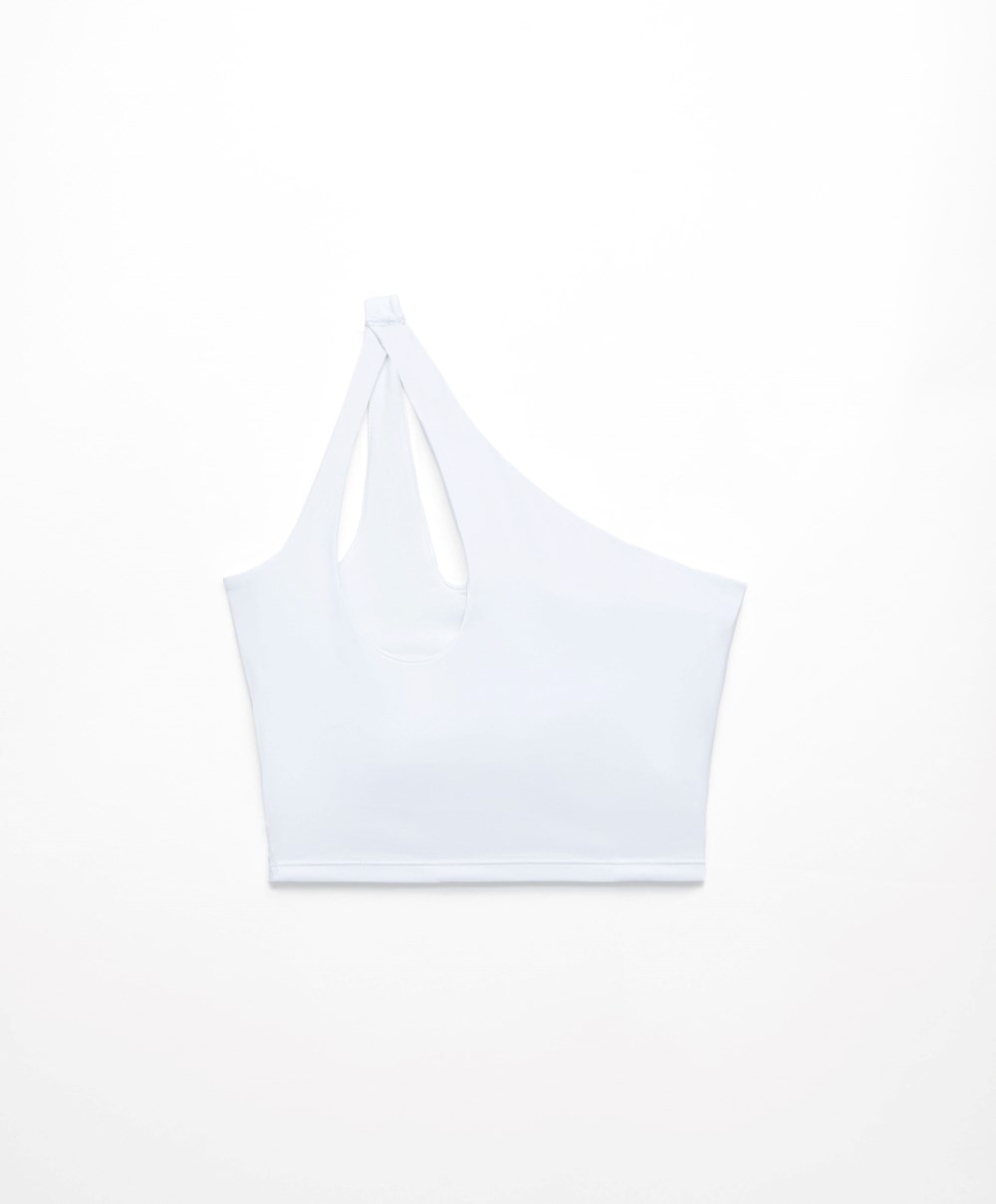 Oysho Comfortlux Asymmetric Top With Cups Hvite | ZJSN17428