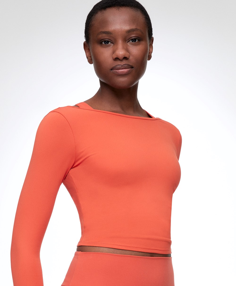 Oysho Comfortlux Back Long-sleeved T-shirt Oransje | KOMQ20451