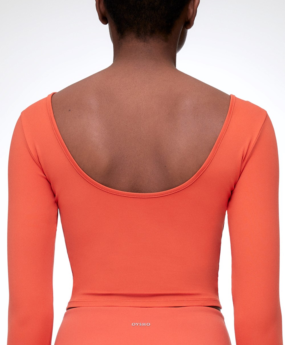 Oysho Comfortlux Back Long-sleeved T-shirt Oransje | KOMQ20451