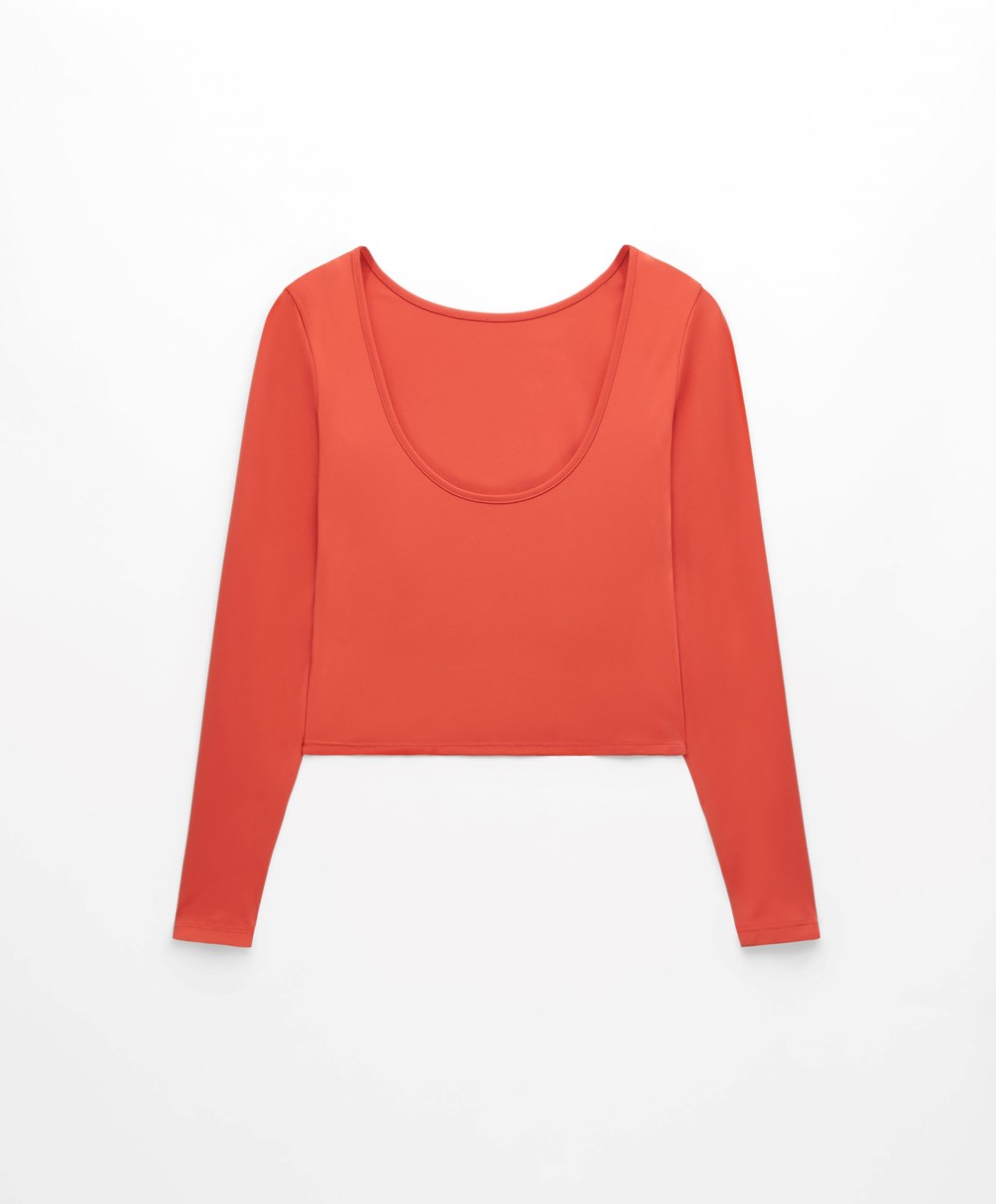 Oysho Comfortlux Back Long-sleeved T-shirt Oransje | KOMQ20451