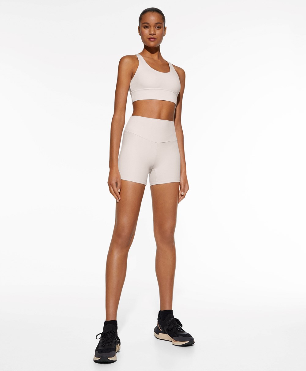 Oysho Comfortlux High-rise 10cm Hot Pants Ivory Ecru | OSPL96712