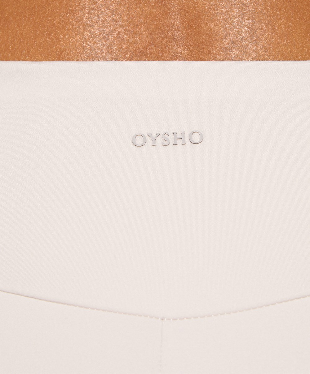 Oysho Comfortlux High-rise 10cm Hot Pants Ivory Ecru | OSPL96712