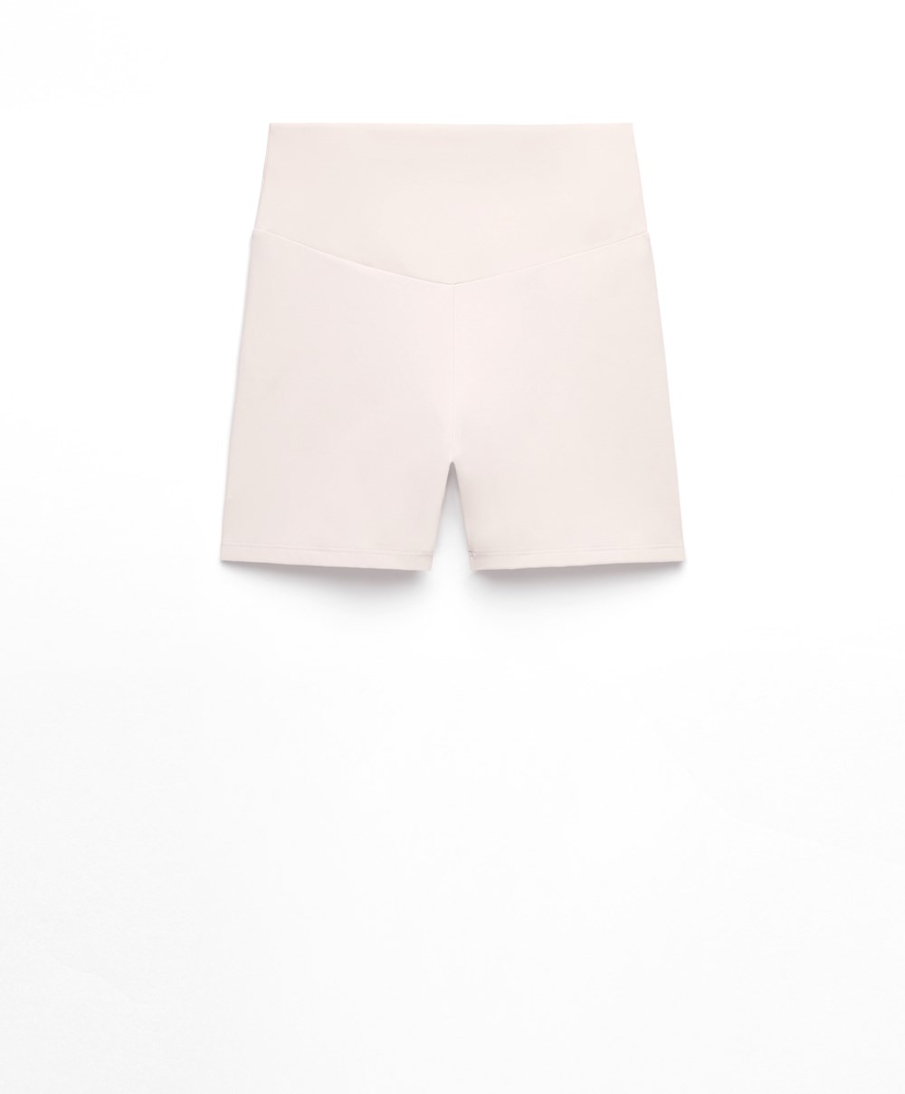 Oysho Comfortlux High-rise 10cm Hot Pants Ivory Ecru | OSPL96712