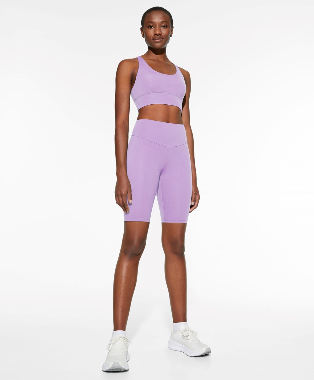 Oysho Comfortlux High-rise 25cm Cycle Leggings Mauve | SUFH56079