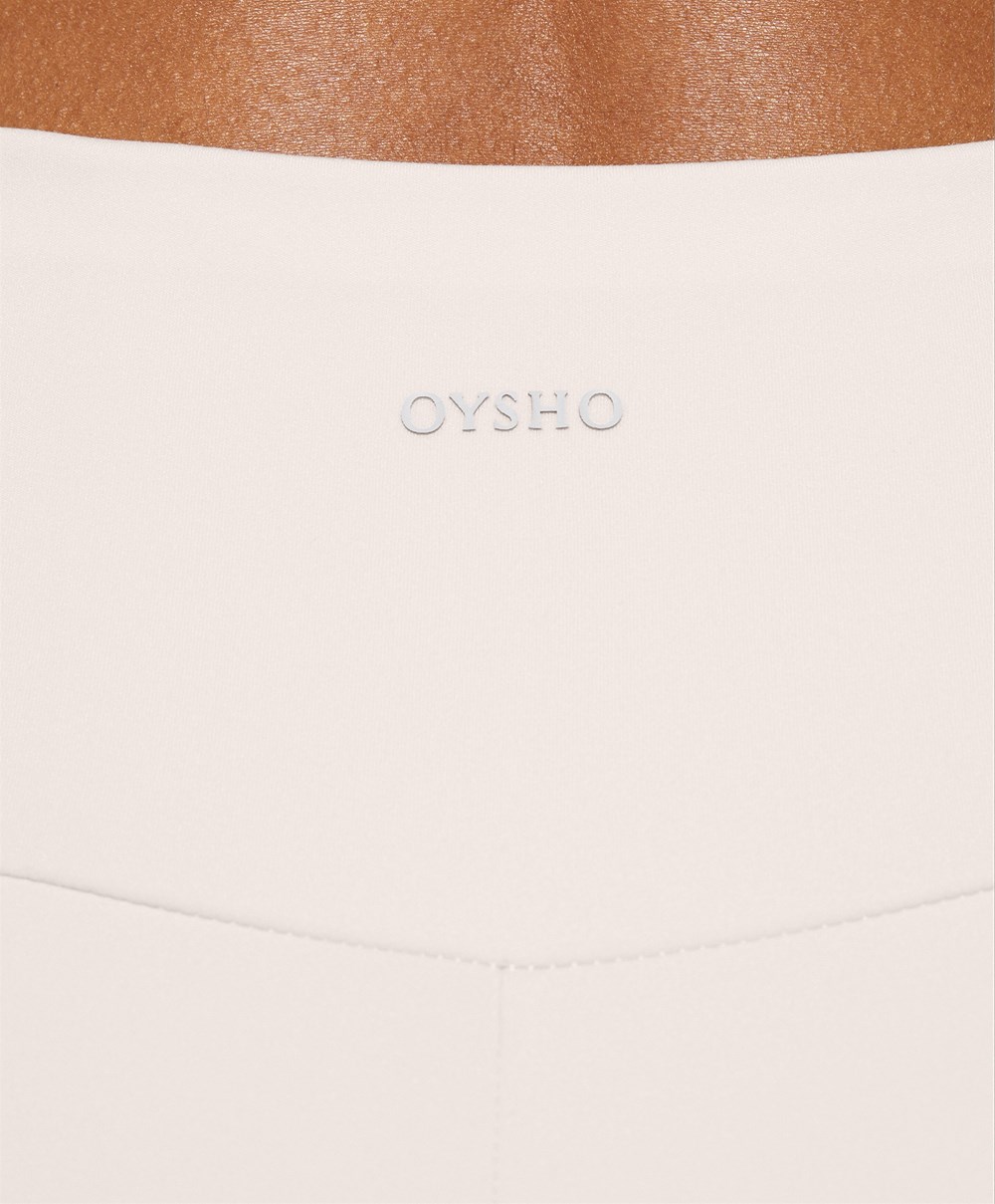 Oysho Comfortlux High-rise Ankle-length Leggings Ivory Ecru | JVGZ15473