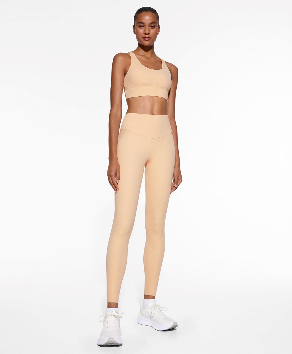 Oysho Comfortlux High-rise Ankle-length Leggings Vanilla | YVHD58704