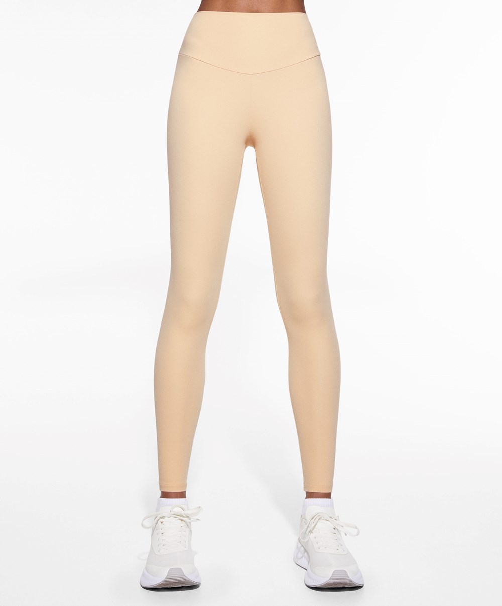 Oysho Comfortlux High-rise Ankle-length Leggings Vanilla | YVHD58704