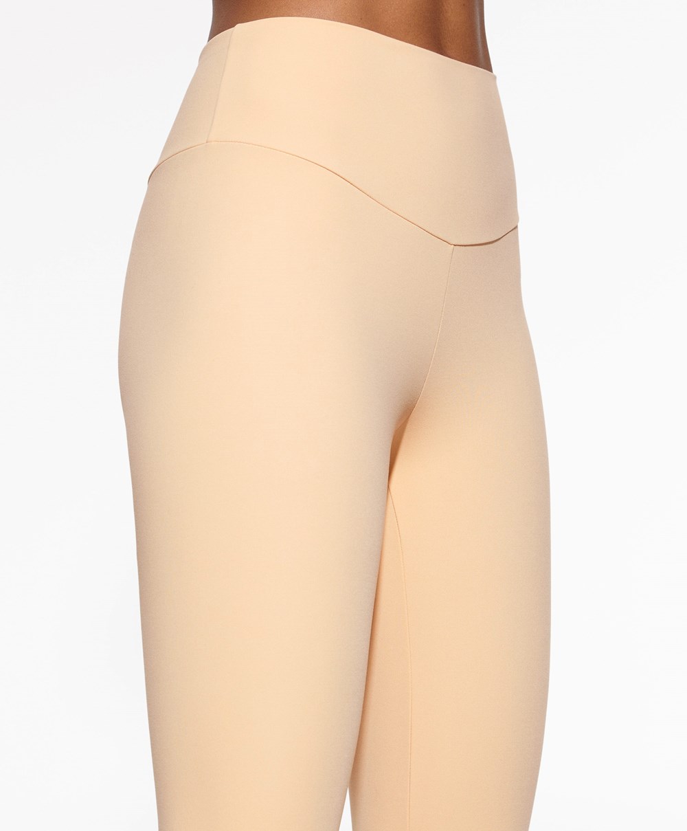 Oysho Comfortlux High-rise Ankle-length Leggings Vanilla | YVHD58704