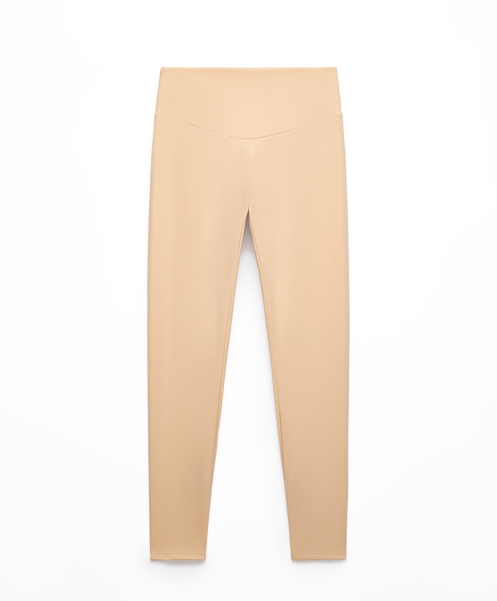 Oysho Comfortlux High-rise Ankle-length Leggings Vanilla | YVHD58704