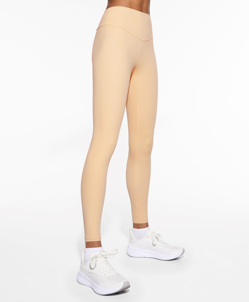 Oysho Comfortlux High-rise Ankle-length Leggings Vanilla | YVHD58704