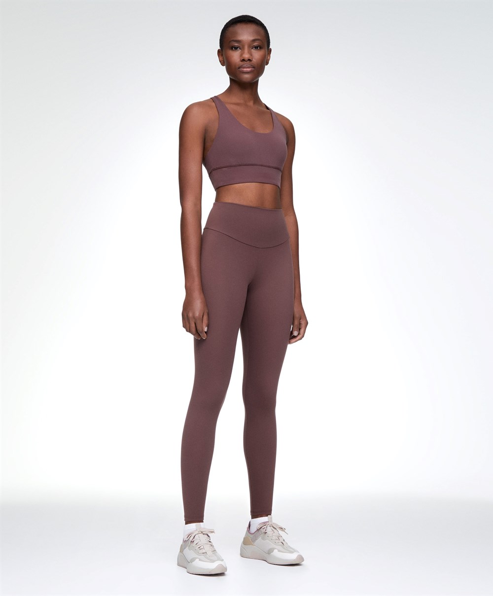 Oysho Comfortlux High-rise Ankle-length Leggings Washed Mahogany | ZEAU12573