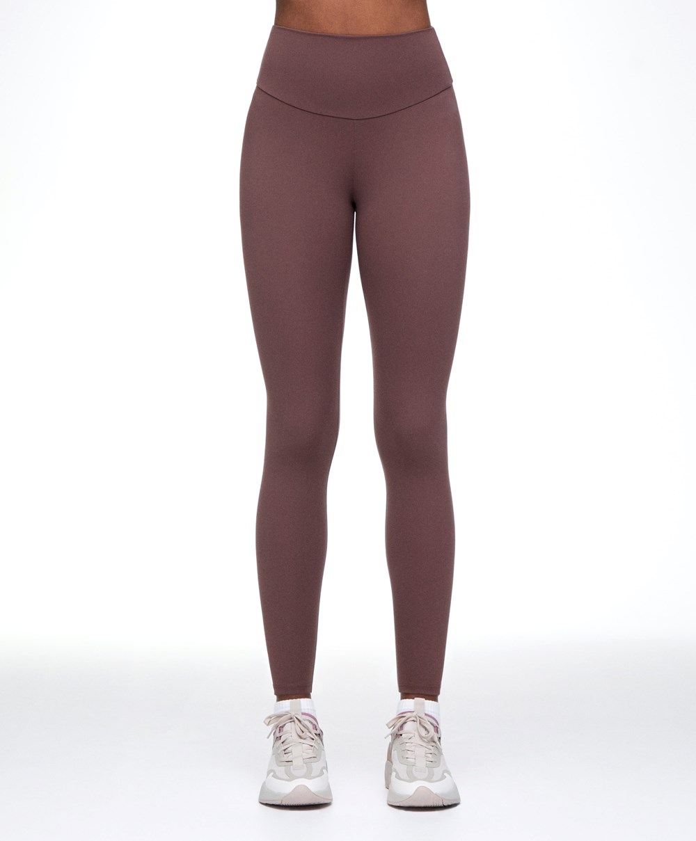 Oysho Comfortlux High-rise Ankle-length Leggings Washed Mahogany | ZEAU12573