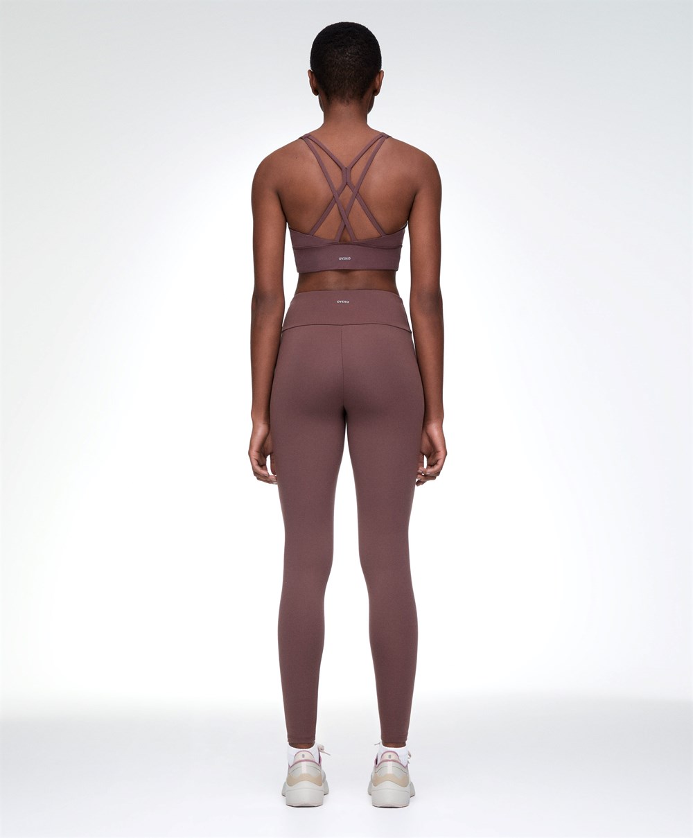 Oysho Comfortlux High-rise Ankle-length Leggings Washed Mahogany | ZEAU12573