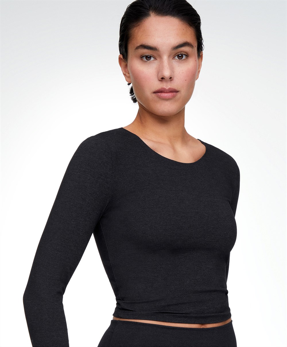 Oysho Comfortlux Long-sleeved T-shirt Mørke Grå | BODF84701