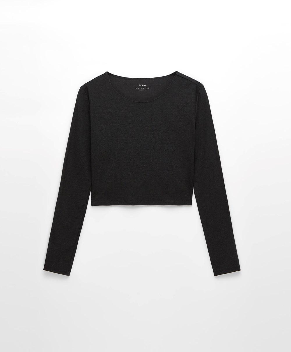 Oysho Comfortlux Long-sleeved T-shirt Mørke Grå | BODF84701