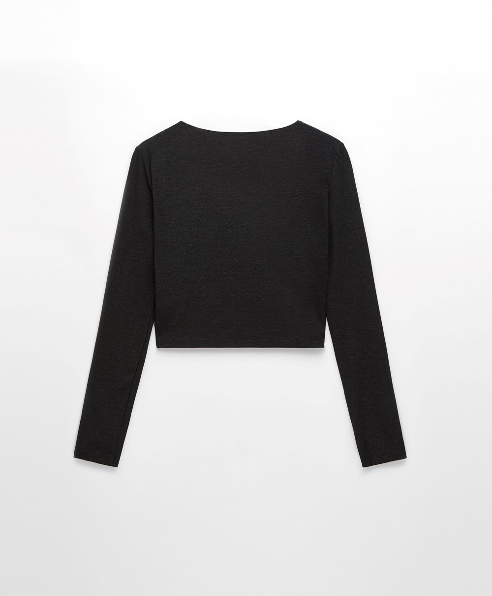 Oysho Comfortlux Long-sleeved T-shirt Mørke Grå | BODF84701