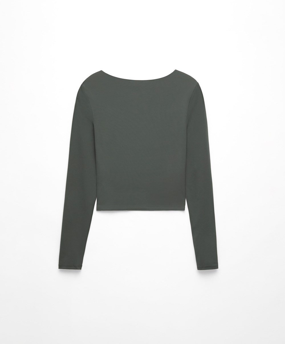 Oysho Comfortlux Long-sleeved T-shirt Mørke Grønn | RDUO40123