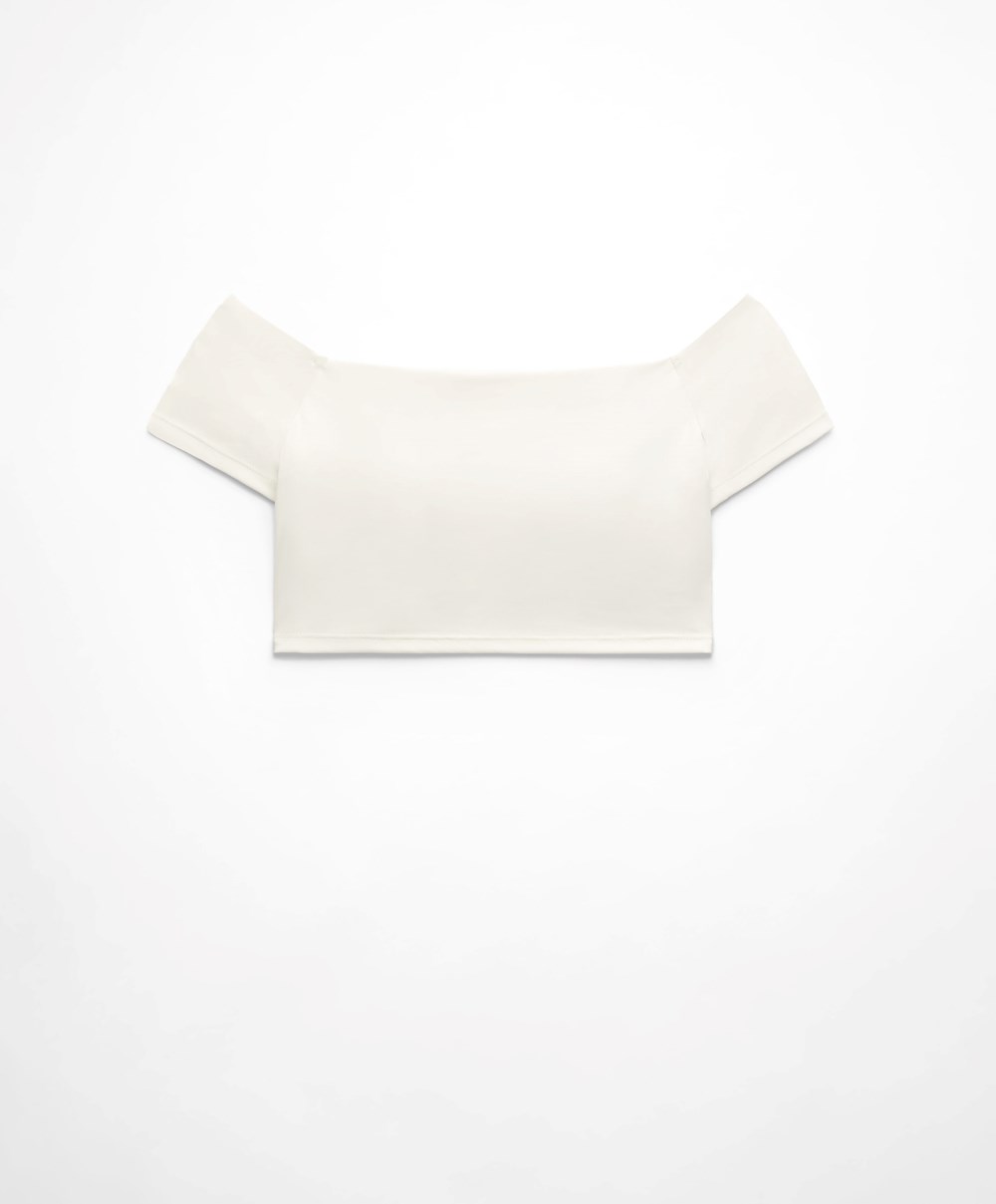 Oysho Comfortlux Off-the-shoulder Top With Cups Cream-white | IKJT72539