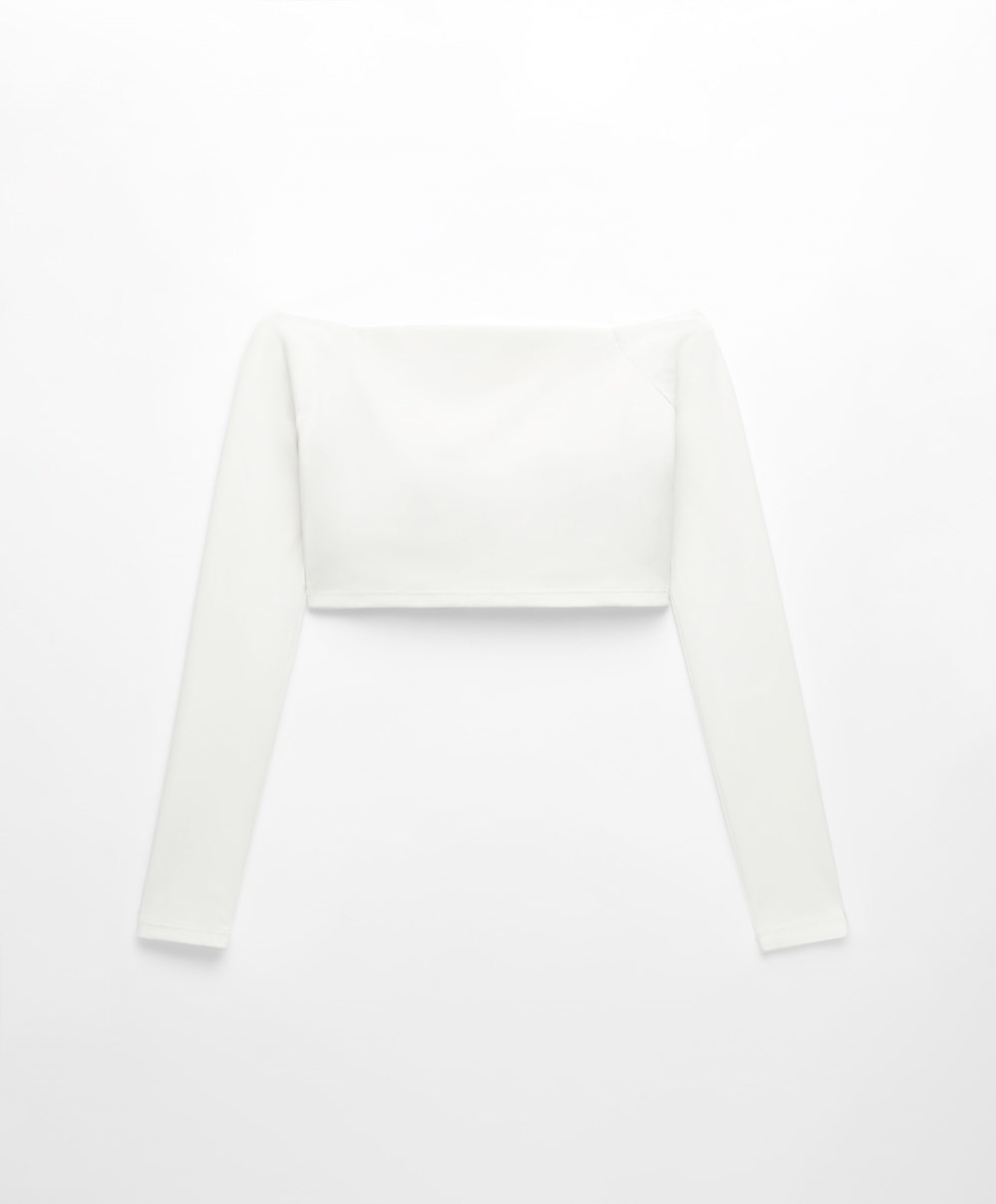 Oysho Comfortlux Off-the-shoulder Top With Cups Cream-white | UMYA34856