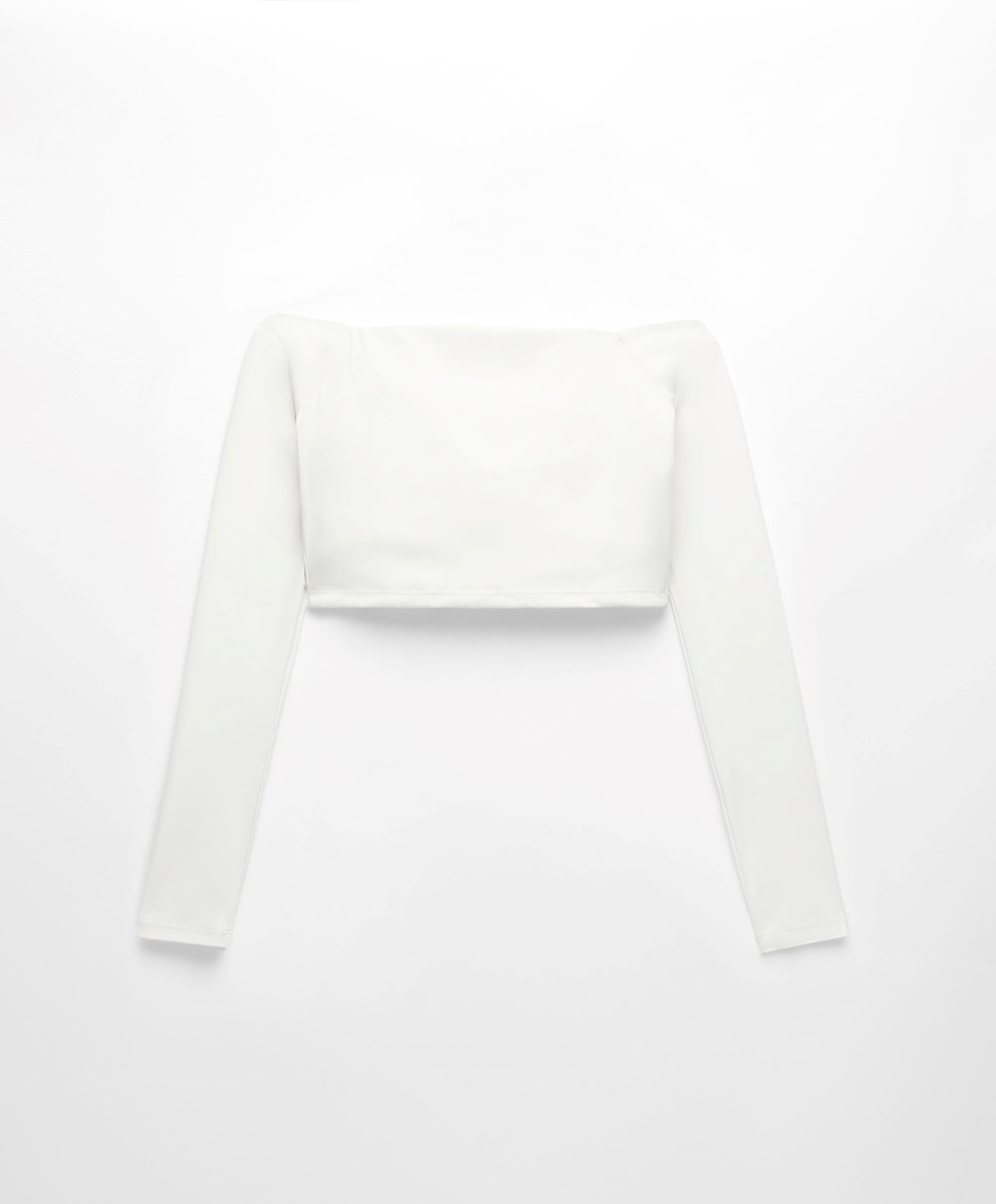 Oysho Comfortlux Off-the-shoulder Top With Cups Cream-white | UMYA34856