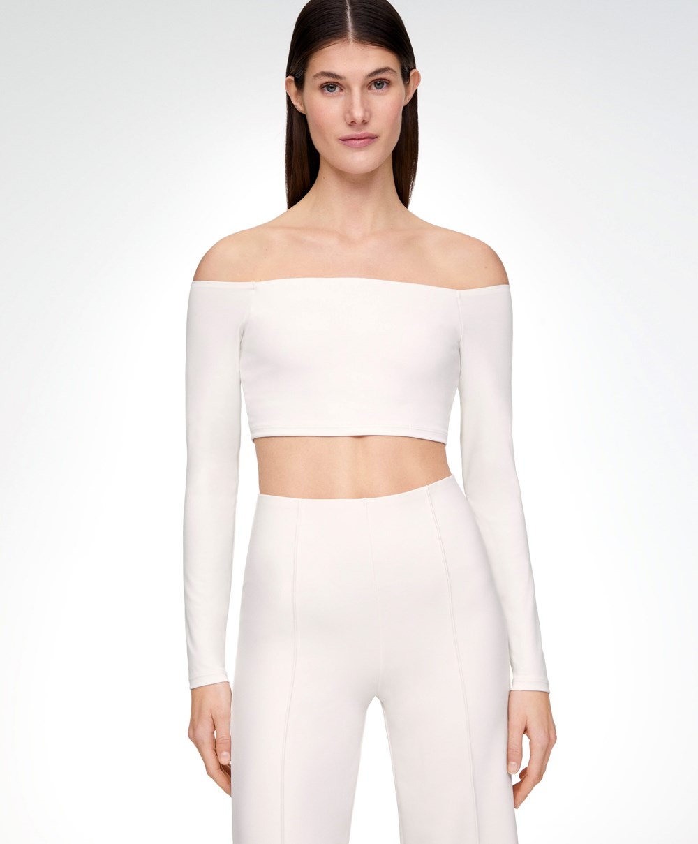 Oysho Comfortlux Off-the-shoulder Top With Cups Cream-white | UMYA34856