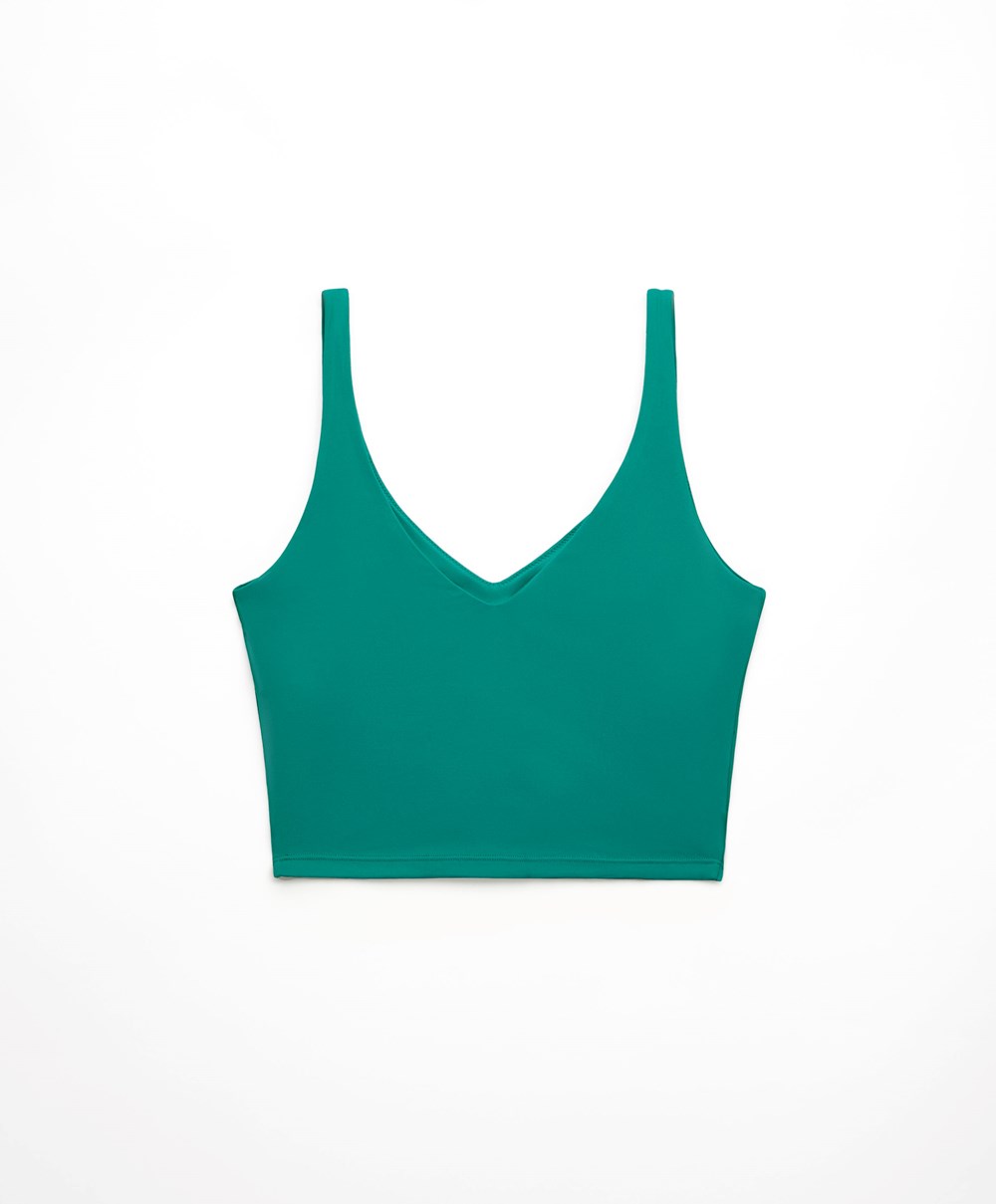 Oysho Comfortlux Strappy Top Grønn | VWPF02637