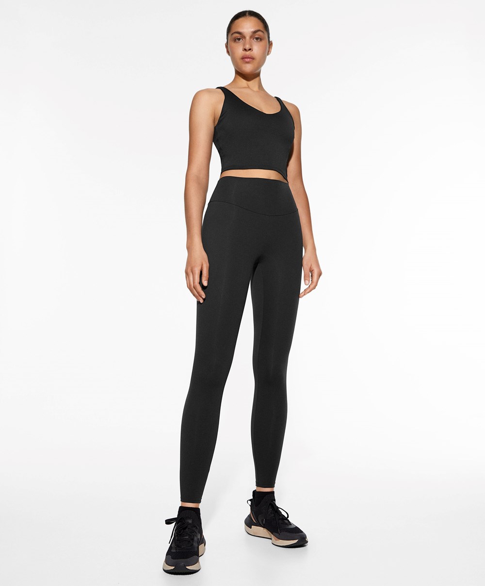 Oysho Comfortlux Strappy Top Svarte | EUJV51268