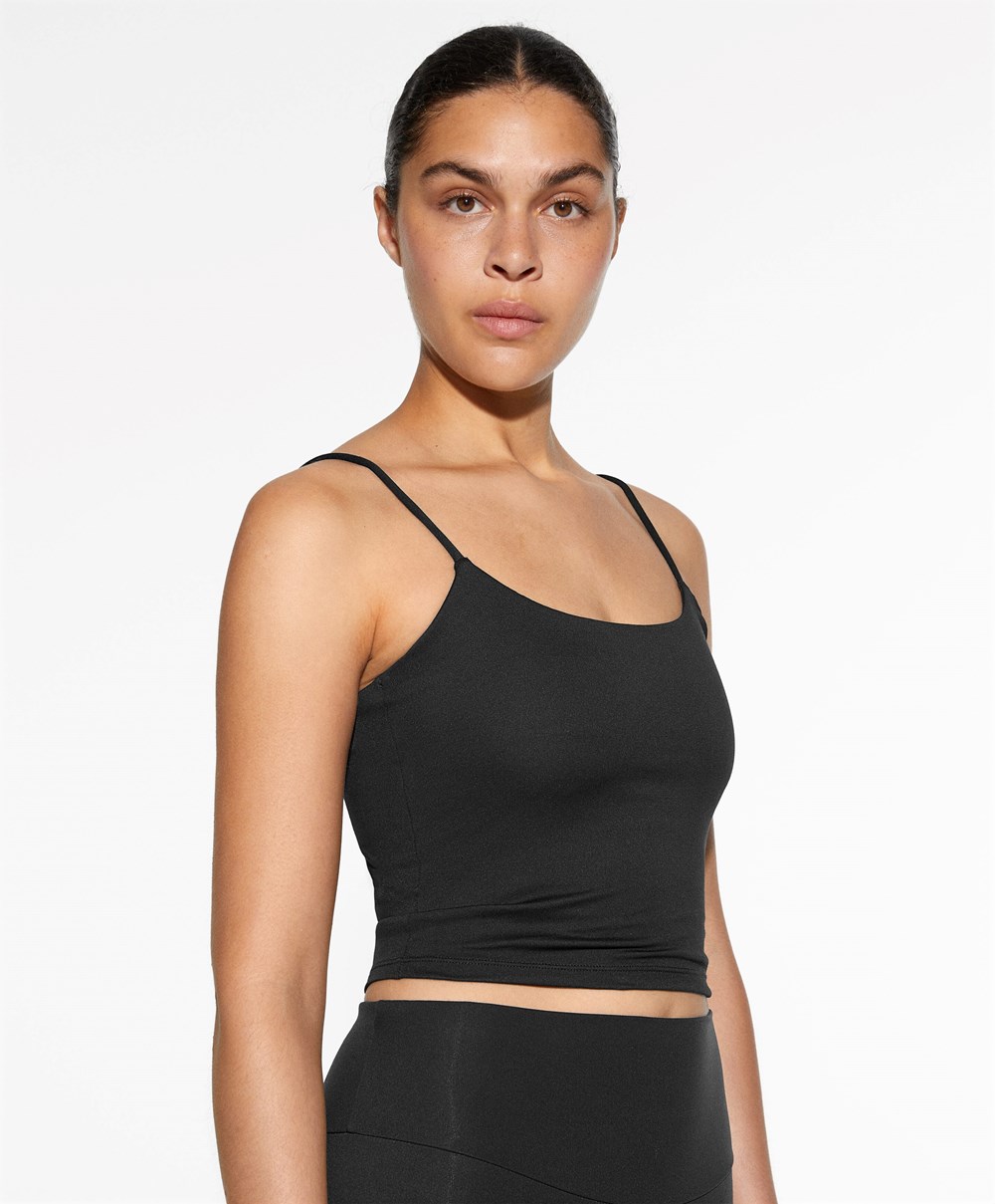 Oysho Comfortlux Strappy Top Svarte | TOUY26495