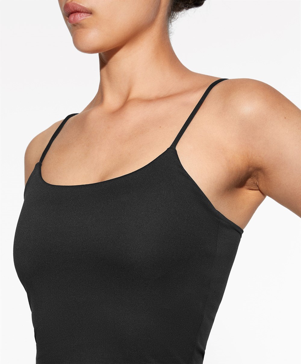 Oysho Comfortlux Strappy Top Svarte | TOUY26495