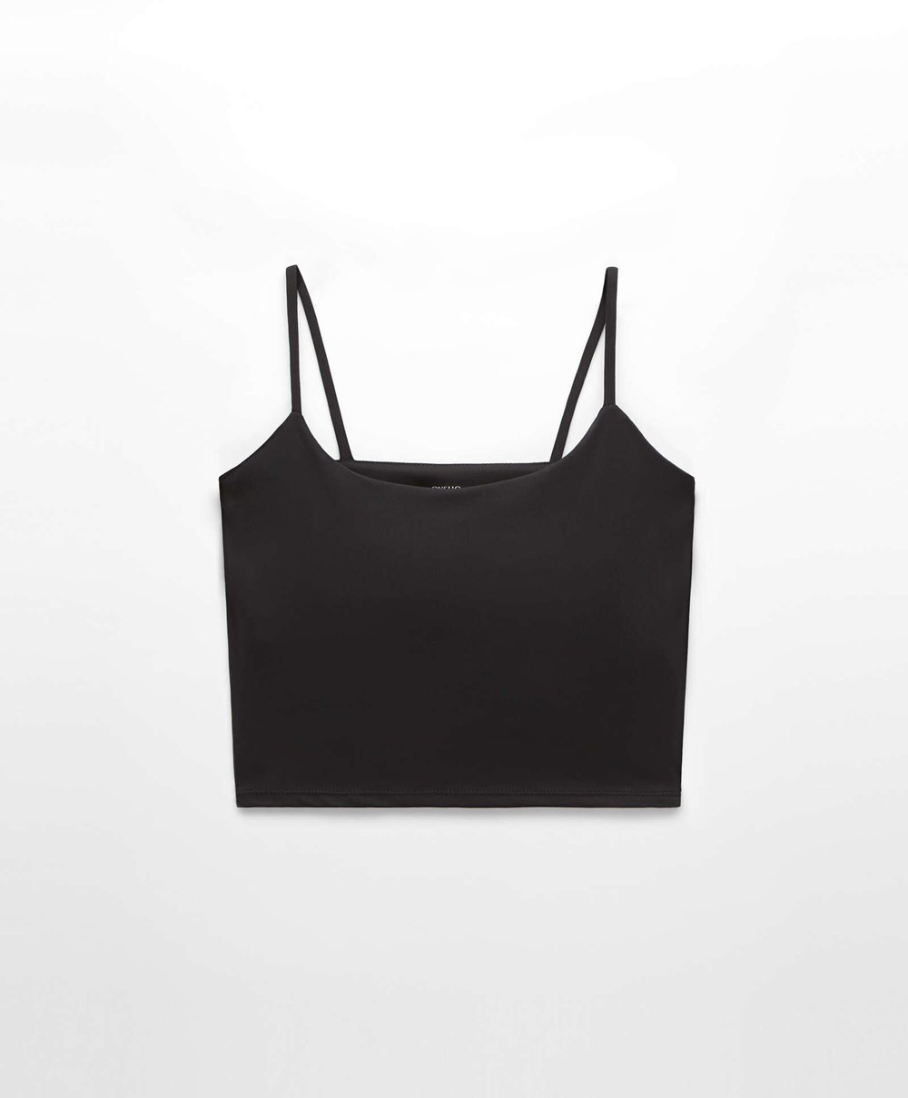 Oysho Comfortlux Strappy Top Svarte | TOUY26495